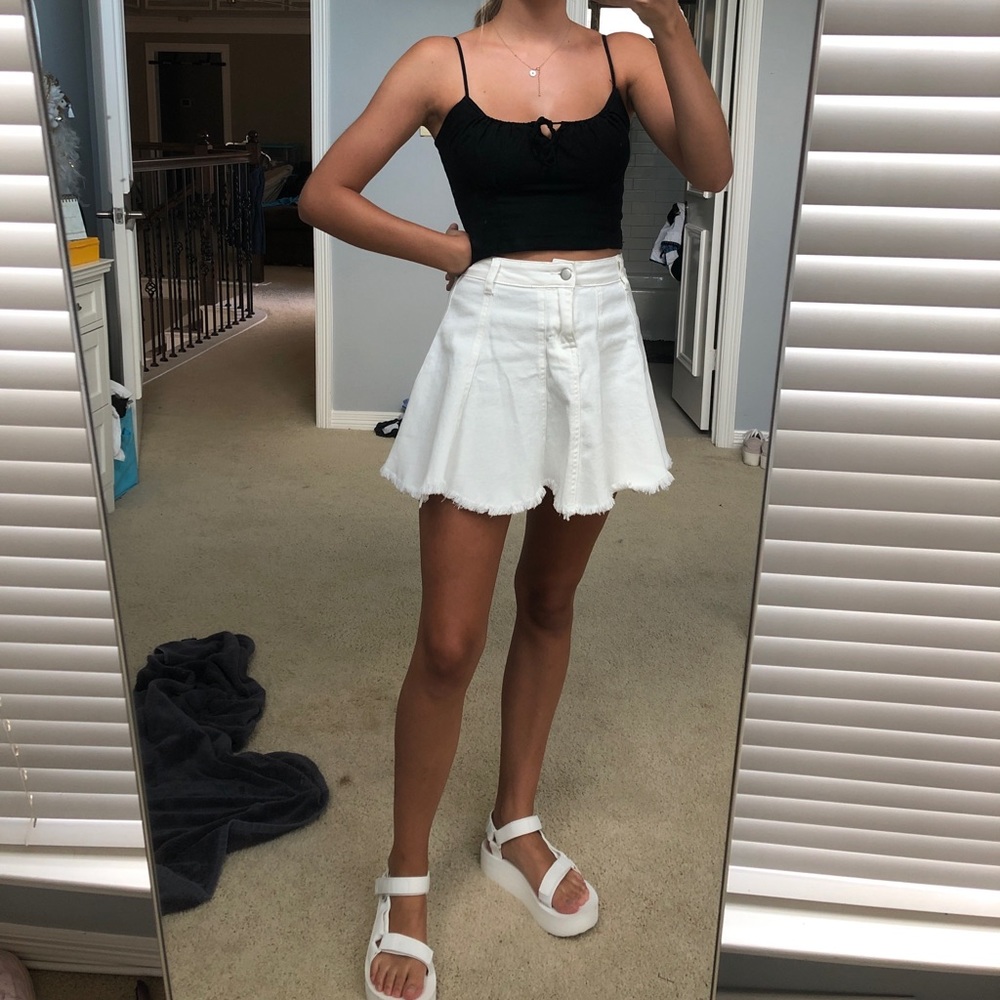 Princess Polly Jaz Denim Mini Skirt White - Picture 4 of 5